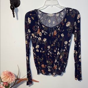 Pink Republic floral top, rayon/spandex, small